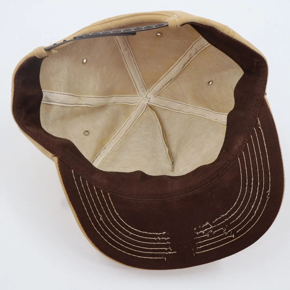 Rare Vintage Union 76 Gas Station Trucker Hat‎ Snapback Tan Faux Suede Patch Cap